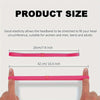 A pink elastic headband is shown being stretched around a person's head for sizing reference.