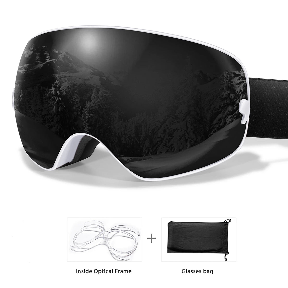 Outdoor Ski Goggles with Protective Case and Anti-Fog Lenses