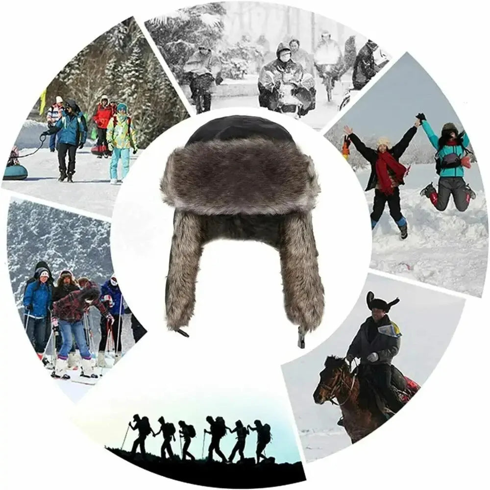 Men's Winter Trapper Hat with Faux Fur Ear Flaps