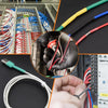 Primer plano de los componentes del kit de tubos termocontraíbles y cableado eléctrico para aplicación de aislamiento.