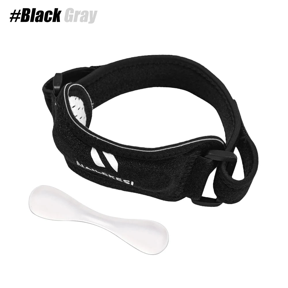 Black adjustable knee strap for patella tendon support