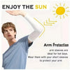 A male model demonstrates arm protection using white arm sleeves for sun protection.