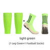 Light green anti-slip football socks set including a leg cover and a pair of football socks