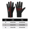 Black thermal knit winter ski gloves shown with size options M, L, and XL