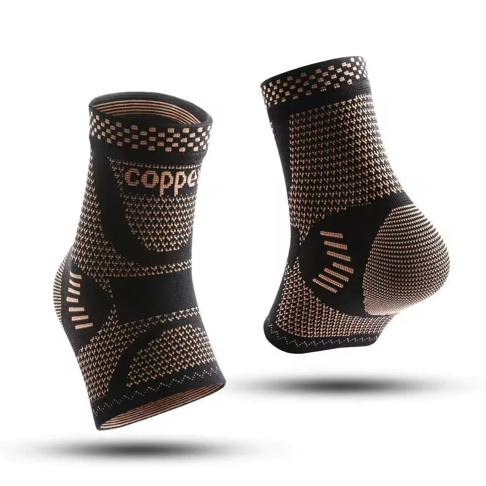 Manche de compression noir pour cheville avec détails en maille couleur cuivre