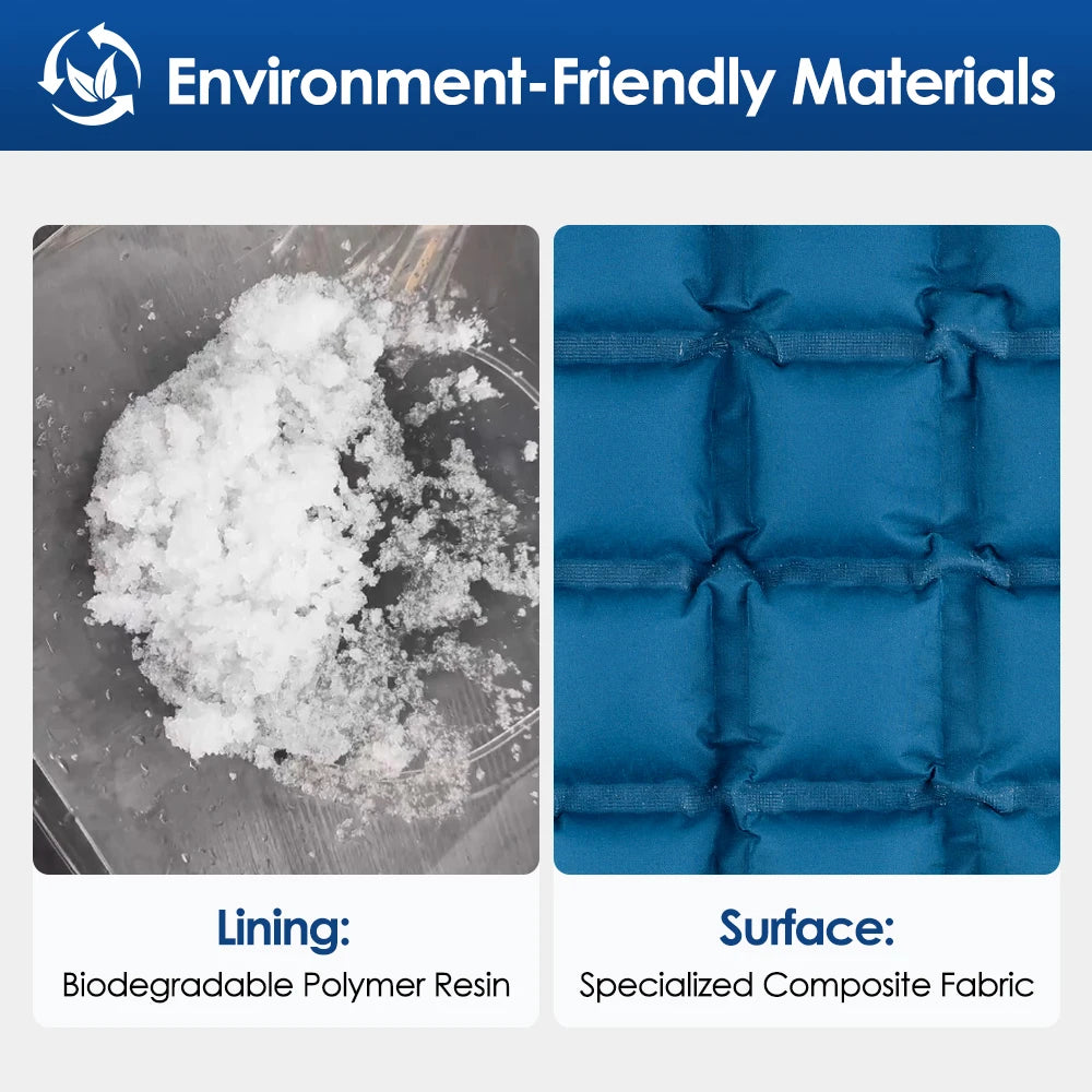 Resina polimérica biodegradable blanca y tejido compuesto azul especializado para calor frío