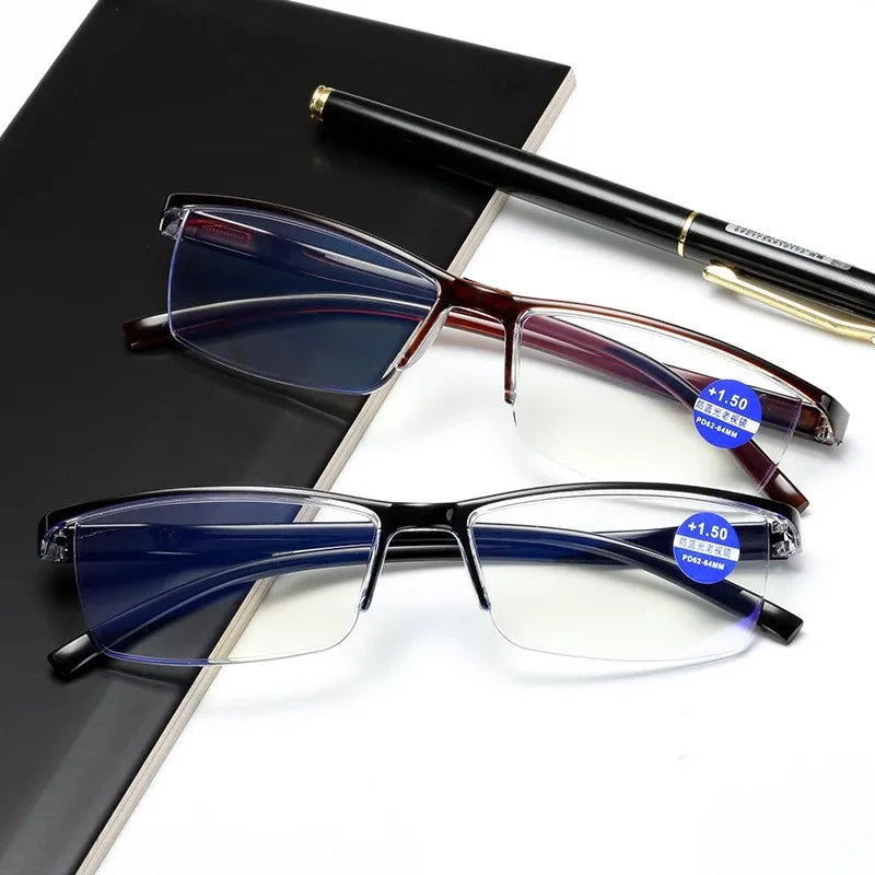 Ultra-Light Retro Half-Rim Reading Glasses with Blue Light Protection