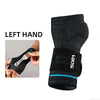 Black Vosi adjustable wrist palm support brace shown on the left hand.