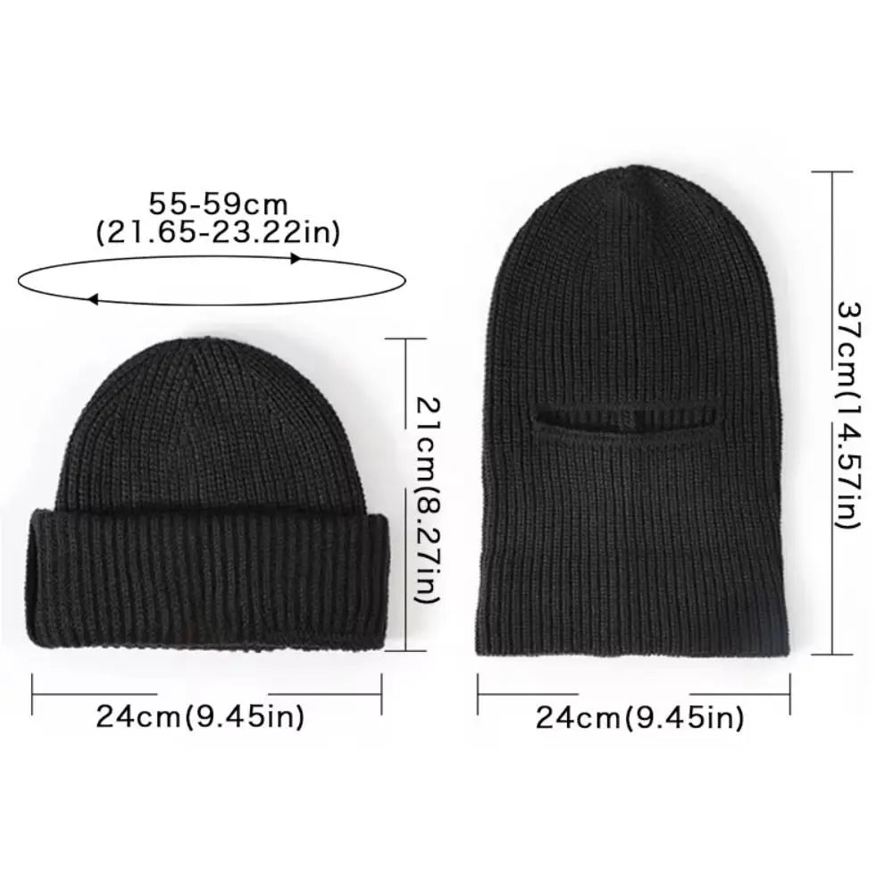 2-in-1 Knitted Balaclava Face Mask with Windproof Winter Protection