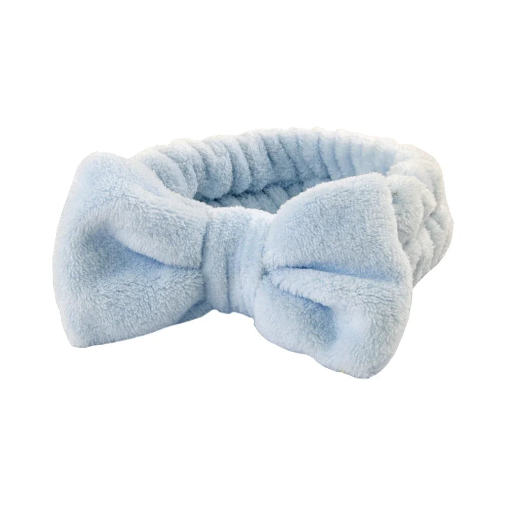 Light blue microfiber spa headband and wristband set