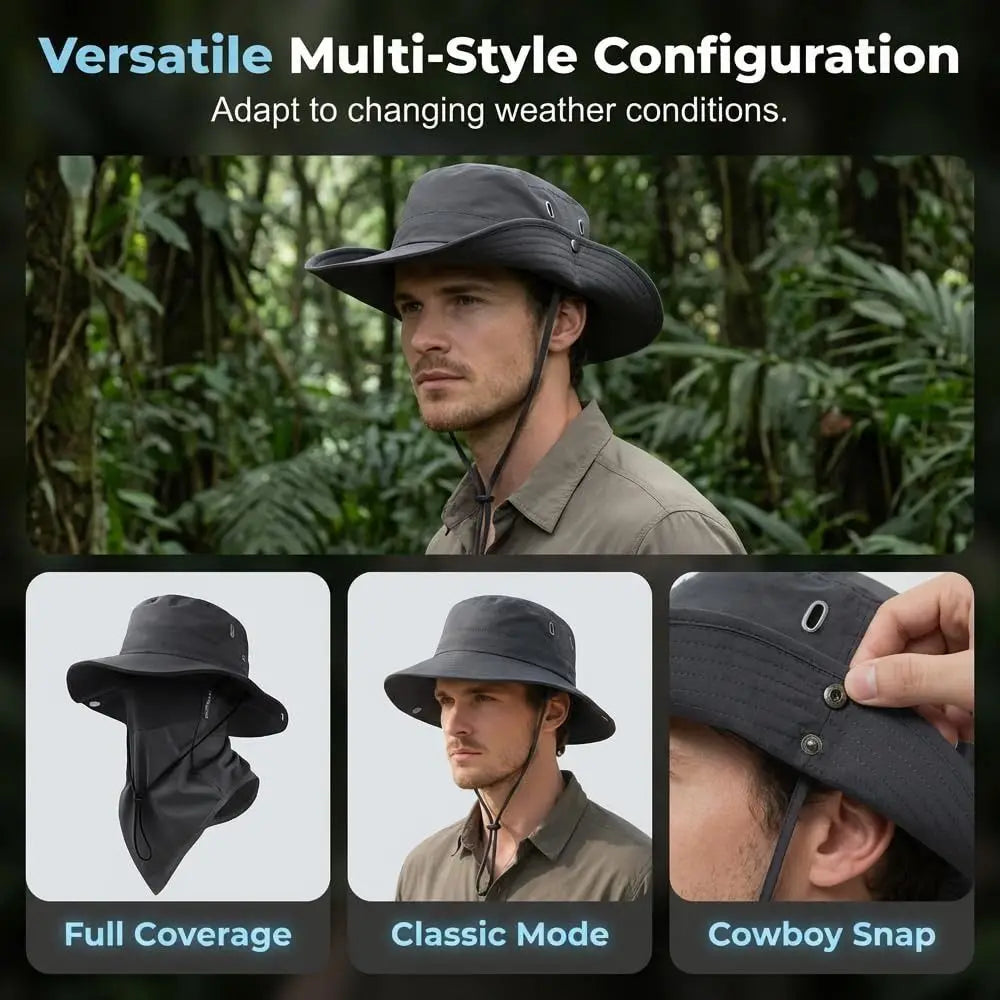 Breathable Fisherman Hat with Detachable Face Mask