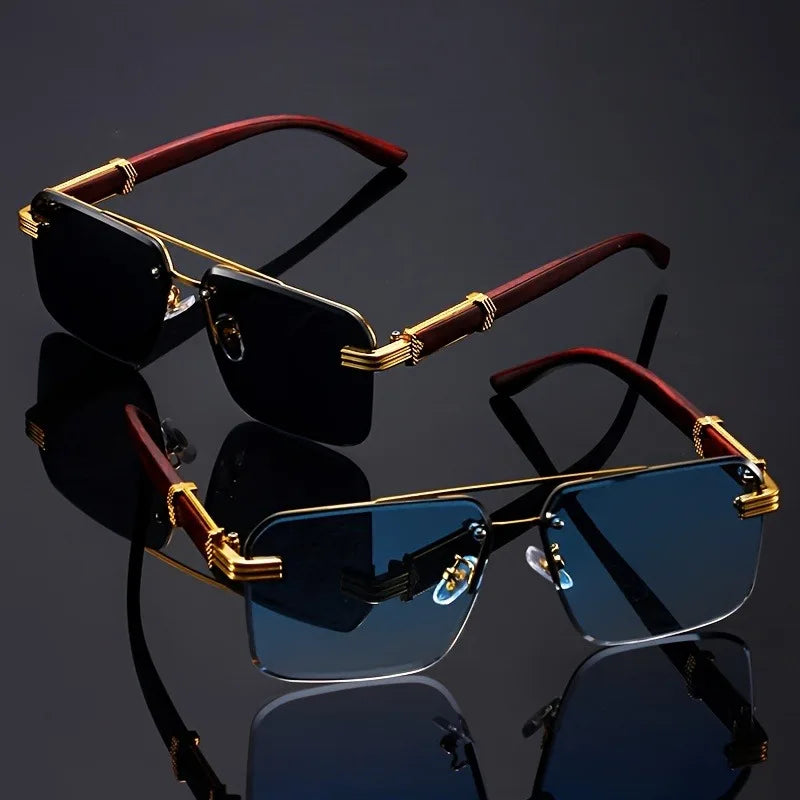Rimless Rectangle Sunglasses for Men and Women