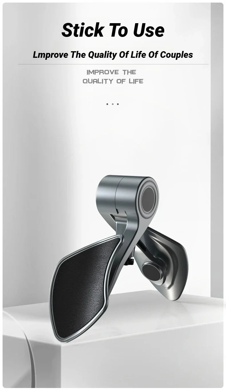 A silver pelvic muscle trainer device is shown in a close-up, resting on a white surface.
