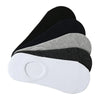 A stack of black, gray, and white breathable boat socks viewed from the side.