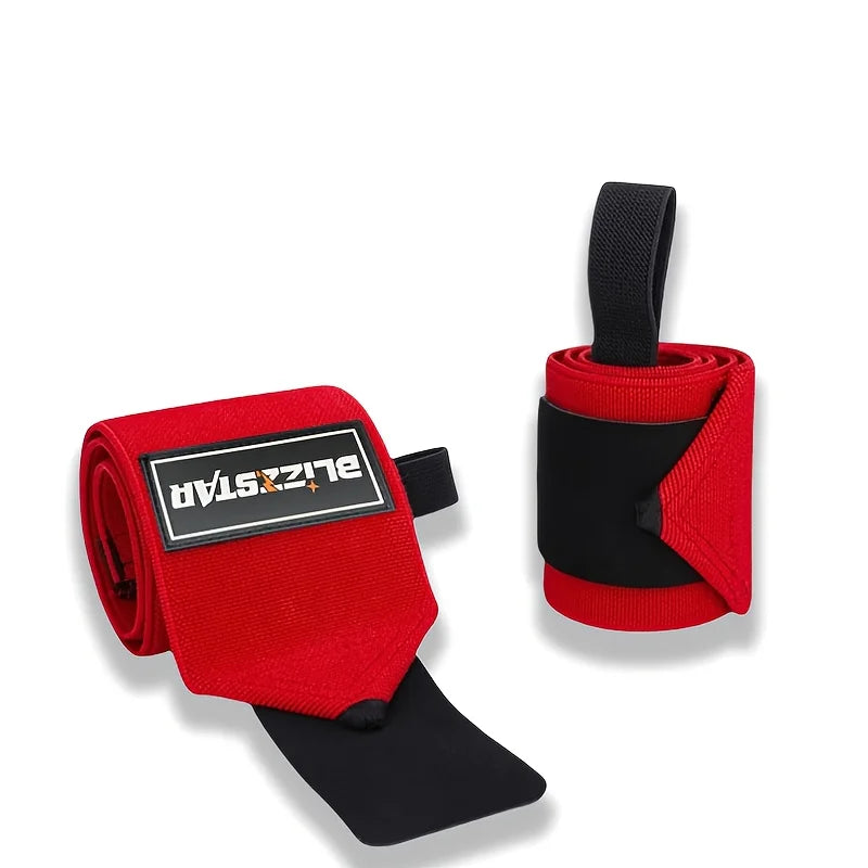 Un brace réglable rouge et noir, plié et emballé pour l'entraînement en force.