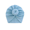Hellblaue, durchgehende Baumwoll-Babyturban mit Knotenverzierung