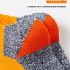 Performance sports ankle socks featuring a striped pattern of orange and gray with a thickened terry sole.