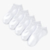 A stack of white thin ankle socks for athletic and daily wear.