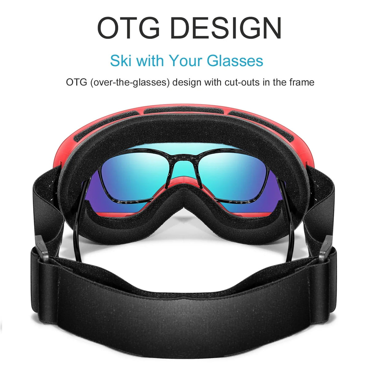 Outdoor Ski Goggles with Protective Case and Anti-Fog Lenses