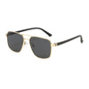 Classic square aviator sunglasses with black frames and gold accents