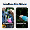 Demonstration of usage method showing a straw matching the bottle and extrusion use technique.