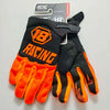 A pair of black and orange racing cycling gloves for riding