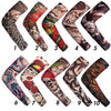 Ten designs of breathable arm sleeves featuring various floral and tattoo-inspired patterns