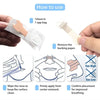 Instructions showing how to use hypoallergenic nasal strips for congestion relief by applying them to the nose.