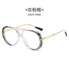 Gray pink vintage oversized designer sunglasses with gold metal frame