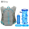 Grey Lyusader outdoor running and cycling backpack with a blue water bottle