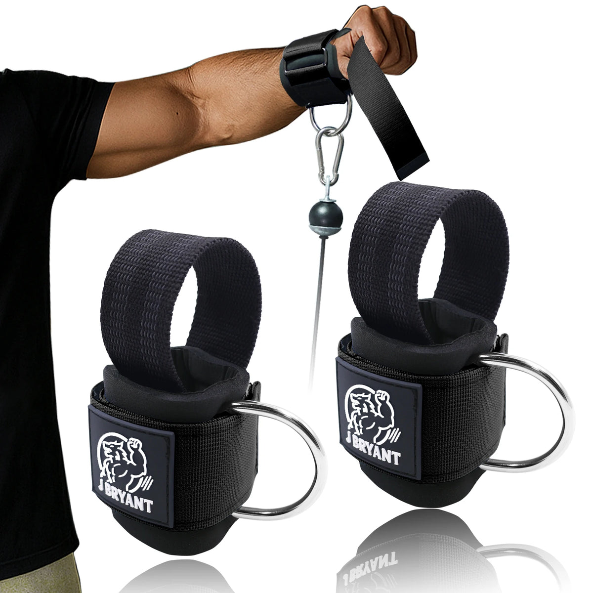 Adjustable Sliding D-Ring Wrist Cuffs for Gym Training
