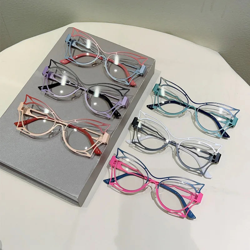 Vintage Oversized Cat Eye Blue Light Glasses for Women