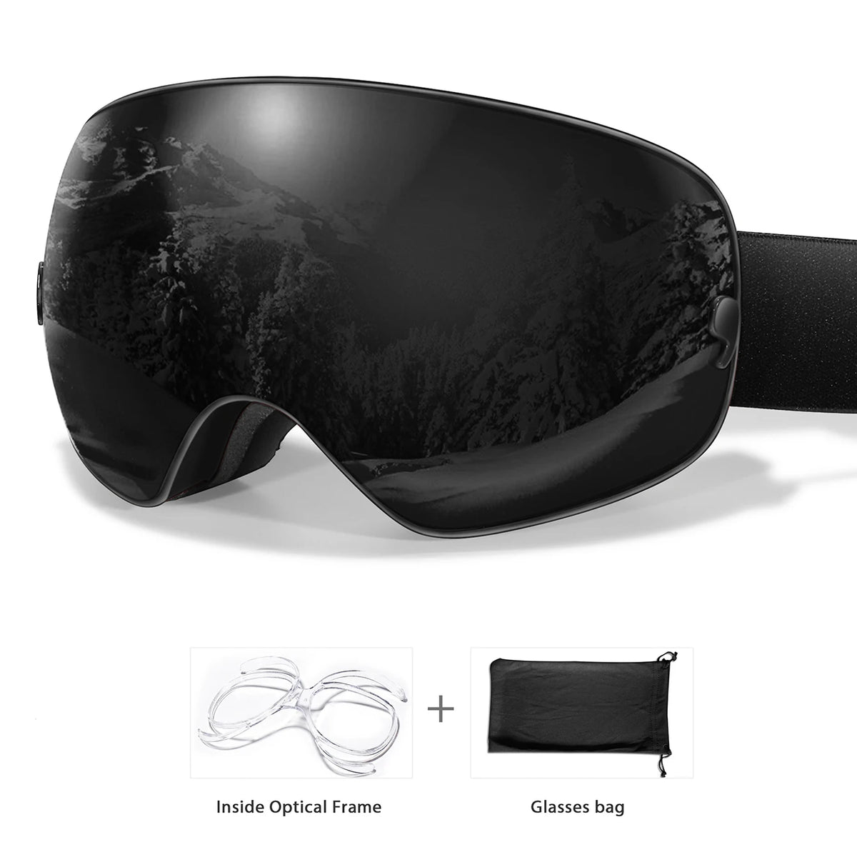 Outdoor Ski Goggles with Protective Case and Anti-Fog Lenses