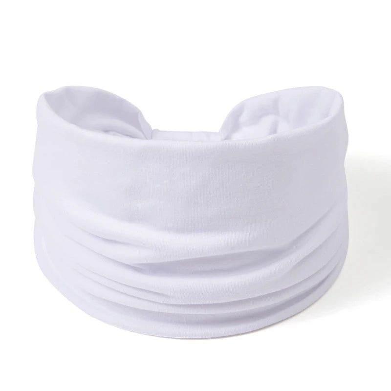 White boho wide headband hair wrap for women