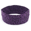 Purple leopard print women's sports headband shown flat