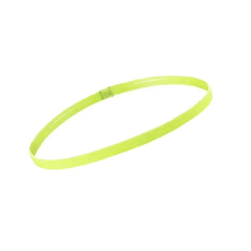 A bright neon yellow elastic sports headband.
