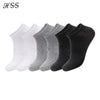 A set of nine women's thin cotton no-show socks in various shades of gray and black.