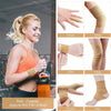 A woman demonstrates applying a multi-purpose self-adhesive elastic bandage tape to her finger, elbow, wrist, knee, thumb, an