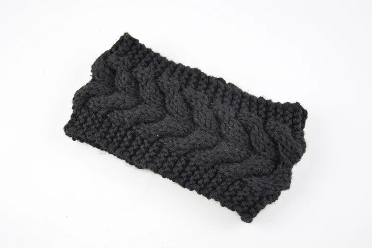 Diadema de punto gris oscuro para el pelo y tocados de invierno.