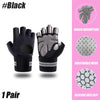 A pair of black mesh hand gloves designed for shock absorption and breathable grip.