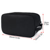 Black waterproof sports shoe carrier bag shown with dimensions.