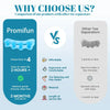 Comparison chart showing Promifun silicone toe separators with other toe separators highlighting features like value, comfort