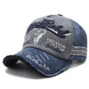 Vintage Washed Cotton Baseball Cap with Embroidered Cow Head