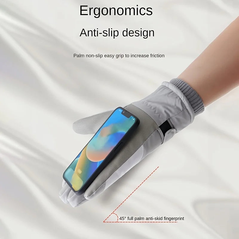 A hand wearing anti-slip silicone gloves is shown gripping a smartphone, demonstrating an ergonomic design for increased fric