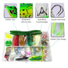 A kit of multi-function fishing lures including eyes, silicone skin, lead metal counterweights, and rubber shirt designs.