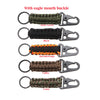 A set of multi-tool keychains featuring eagle mouth buckles in Army Green, Black, Black&Orange, Coffee, and Camo colors.