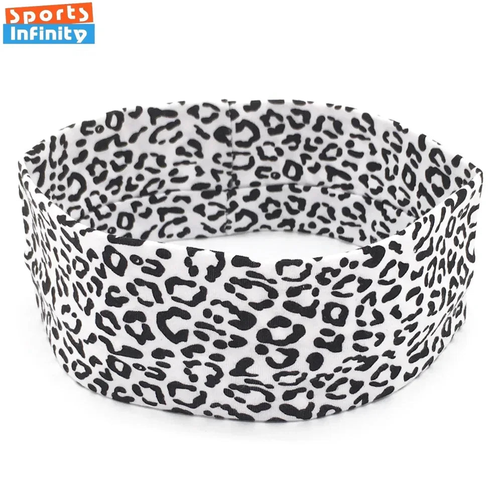 Black and white leopard print women's sports headband