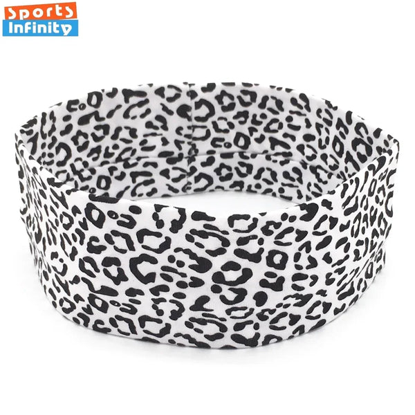 Black and white leopard print women's sports headband