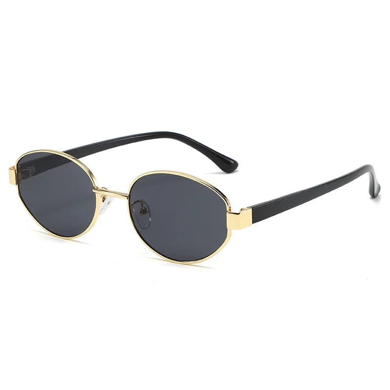 Retro Oval Metal Sunglasses with UV400 Protection
