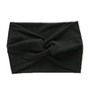 Black women's elastic sports headband folded and displayed flat